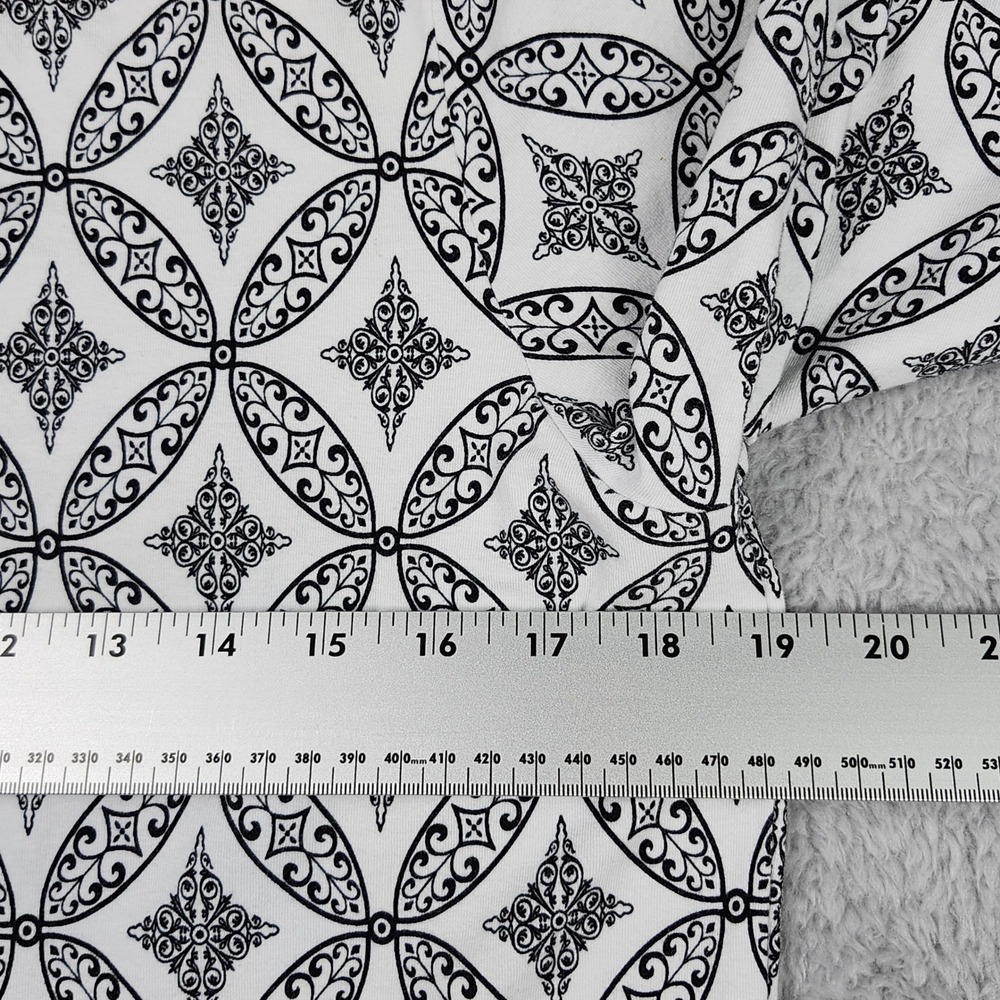 Talbots Top Women L White Black Geometric Print Boat Neck 3/4 Sleeve Stretch Boh - Picture 7 of 9
